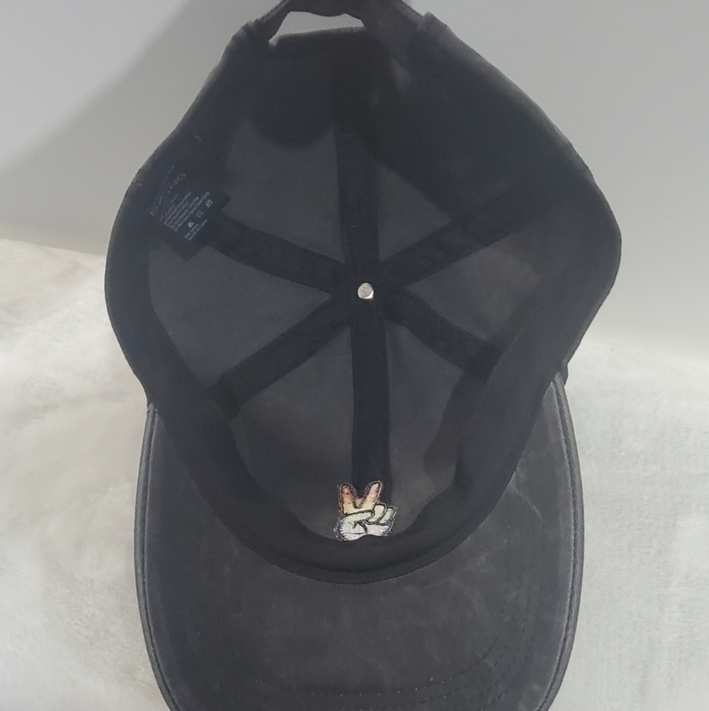 David and Young Black Washed Denim Baseball Hat Cap Peace Rainbow Pride … - Picture 8 of 12